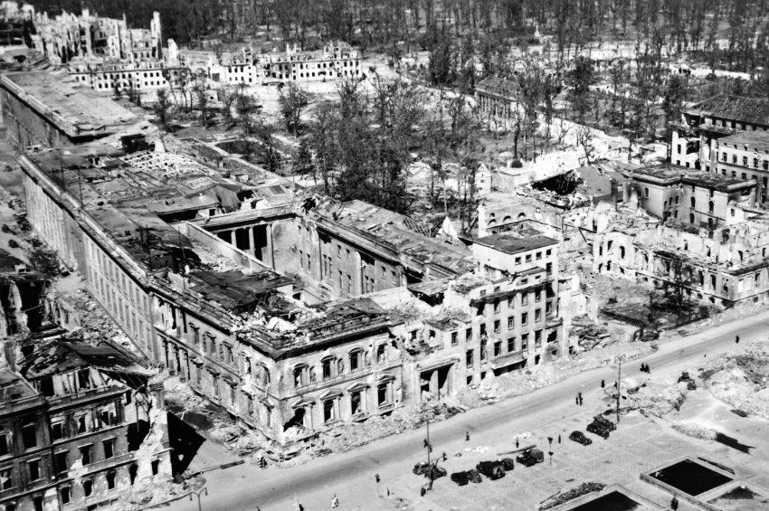 Aerial view of devastated Berlin