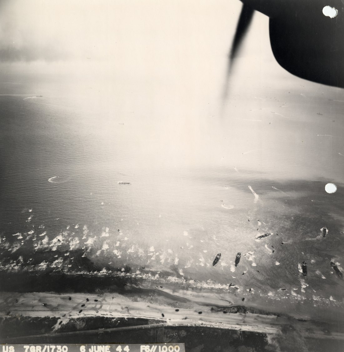 Aerial view of the Normandy coast on D-Day